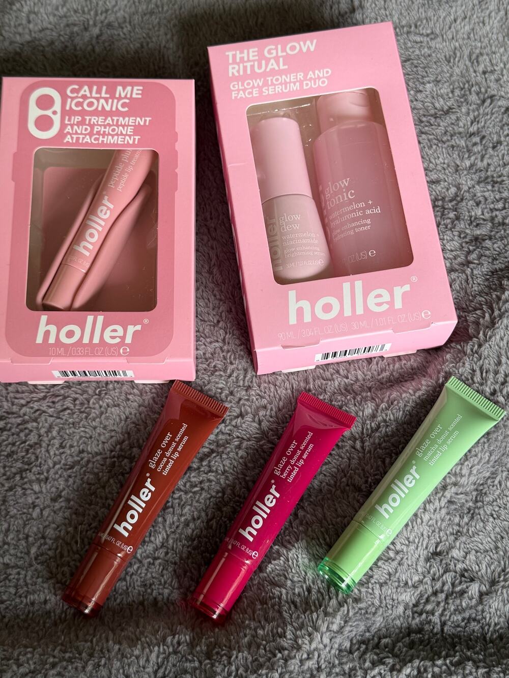 New Holler Lot 3 Glaze Over Tinted Lip Balm Lot Flavored Serum, Treatment  Toner